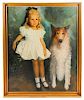 American School', "Little Girl with Collie", Oil