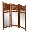 Ornately Carved Indian Mirrored Bird Screen