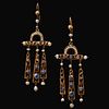 PAIR OF ANTIQUE SAPPHIRE AND PEARL DROP EARRINGS