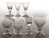 ASSORTED BLOWN GLASS DRINKING ARTICLES, LOT OF SEVEN