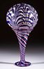 FREE-BLOWN CANDY-STRIPE SWIRL TRUMPET VASE AND WITCH BALL