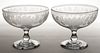 FREE-BLOWN AND ENGRAVED GLASS PAIR OF OPEN COMPOTES