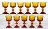 VICTORIAN AMBER CUT GLASS LARGE WINES, LOT OF 11