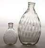 PATTERN-MOLDED GLASS FLASKS, LOT OF TWO