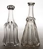 PILLAR-MOLDED GLASS QUART DECANTERS, LOT OF TWO