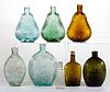 ASSORTED PICTORIAL / HISTORICAL GLASS FLASKS, LOT OF SEVEN