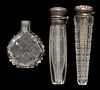 ASSORTED CUT OR PRESSED GLASS SCENT BOTTLES, LOT OF THREE