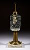 FREE-BLOWN, CUT, AND THISTLE ENGRAVED FLUID / KEROSENE STAND LAMP