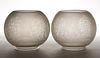 FROSTED AND ACID-ETCHED GLASS GAS SHADES, LOT OF TWO
