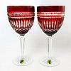 2pc Waterford Crystal Wine Goblets, Lismore Diamond