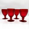 4pc Villeroy & Boch Water Goblets, Boston Colored Red