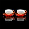 2 Vintage Guzzini Cappuccino Cup and Saucer Sets, Orange