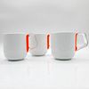 3pc Guzzini Mugs, Clear Handle With Orange