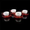 4 Vintage Guzzini Cappuccino Cup and Saucer Sets, Orange