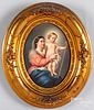 Painted porcelain plaque of Mother and Child