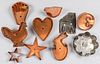 Tin and copper cookie cutters.