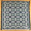 Unusual blue and teal Jacquard coverlet