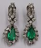 JEWELRY. Pair of GIA COLOMBIAN Emerald and Diamond
