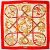 Hermes Red Caraibes Square Silk Scarf