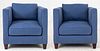 Modern Square Upholstered Arm Chairs, 2