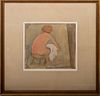 Walt Kelly 'Seated Nude' Ink & Watercolor on Paper