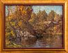 Illegibly Signed Fall Landscape Oil on Board