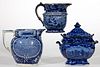 STAFFORDSHIRE AMERICAN VIEW TRANSFER-PRINTED CERAMIC TEA AND TABLE ARTICLES, LOT OF THREE