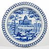 STAFFORDSHIRE AMERICAN VIEW TRANSFER-PRINTED CERAMIC RETICULATED PLATE