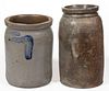 STAMPED BELL, STRASBURG AND / OR WINCHESTER, SHENANDOAH VALLEY OF VIRGINIA STONEWARE JARS, LOT OF TWO
