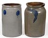VIRGINIA ATTRIBUTED DECORATED STONEWARE JARS, LOT OF TWO