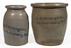 WEST VIRGINIA STENCILED STONEWARE JARS, LOT OF TWO