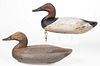 JIM CURRIER (HARVE DE GRACE, MARYLAND, 1886-1969), ATTRIBUTED, FOLK ART CARVED AND PAINTED CANVASBACK DECOY PAIR
