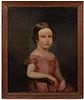 AMERICAN SCHOOL (19TH CENTURY) FOLK ART PORTRAIT OF A YOUNG GIRL