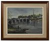 HELEN C. BEERS (AMERICAN, 1881-1980) "THE OLD COVERED BRIDGE / SCHENECTADY, N.Y." PAINTING
