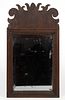 NEW ENGLAND QUEEN ANNE CARVED MAHOGANY VENEER WALL MIRROR
