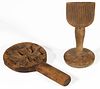 MID-ATLANTIC CARVED TREEN BUTTER PRINTS, LOT OF TWO