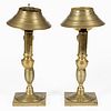 BRASS RUMFORD-TYPE SINGLE-ARM ARGAND STAND LAMPS, PAIR