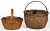 PAGE / ROCKINGHAM CO., SHENANDOAH VALLEY OF VIRGINIA STAVE-TYPE WOVEN-SPLINT BASKETS, LOT OF TWO