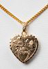 14K Yellow Gold Heart Locket Pendant Necklace