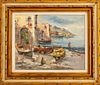 Mario Italian Port Scene View Oil on Canvas