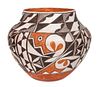 An Acoma Polychrome Olla Height 9 x diameter 10 inches.