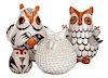 Four Acoma Pottery Owls Height of tallest 8 inches.