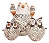 Three Acoma Polychrome Pottery Owls Height of tallest 6 1/4 inches.