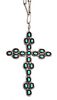 A Zuni Silver, Turquoise and Coral Cross Pendant Height 3 1/4 x 2 1/4 inches.