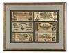 CIVIL WAR CONFEDERATE STATES CURRENCY / NOTES, FRAMED LOT OF SIX