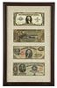 UNITED STATES OBSOLETE CURRENCY / NOTES, FRAMED LOT OF FOUR