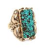 A Navajo 14 Karat Gold and Turquoise Ring, B. McCray