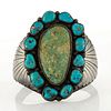 LEE BENNETT (NAVAJO) NATIVE AMERICAN TURQUOISE AND STERLING SILVER CUFF BRACELET