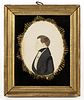 AMERICAN SCHOOL (19TH CENTURY) FOLK ART MINIATURE PORTRAIT OF A YOUNG MAN