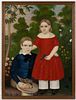 AMERICAN SCHOOL (19TH CENTURY) FOLK ART PORTRAIT OF A BROTHER AND SISTER